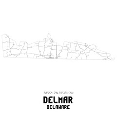 Delmar Delaware. US street map with black and white lines.