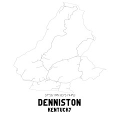 Denniston Kentucky. US street map with black and white lines.
