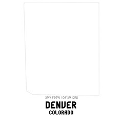 Denver Colorado. US street map with black and white lines.