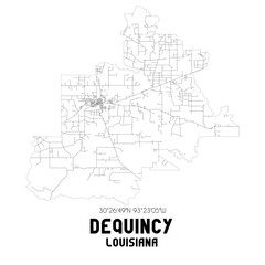 Fototapeta na wymiar Dequincy Louisiana. US street map with black and white lines.