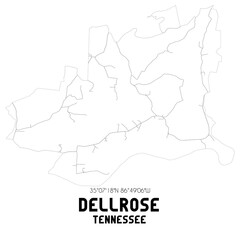 Dellrose Tennessee. US street map with black and white lines.