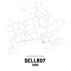 Dellroy Ohio. US street map with black and white lines.