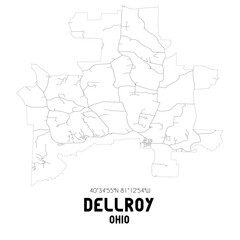 Fototapeta premium Dellroy Ohio. US street map with black and white lines.