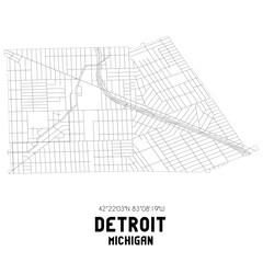 Fototapeta na wymiar Detroit Michigan. US street map with black and white lines.