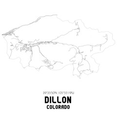 Dillon Colorado. US street map with black and white lines.