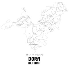 Fototapeta premium Dora Alabama. US street map with black and white lines.