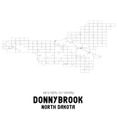 Donnybrook North Dakota. US street map with black and white lines.