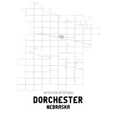 Dorchester Nebraska. US street map with black and white lines.