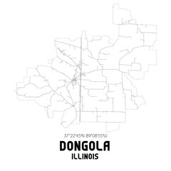 Dongola Illinois. US street map with black and white lines.
