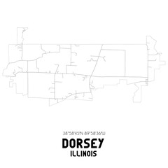 Dorsey Illinois. US street map with black and white lines.
