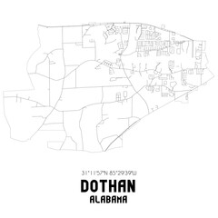 Dothan Alabama. US street map with black and white lines.