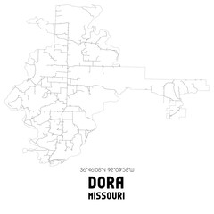 Fototapeta premium Dora Missouri. US street map with black and white lines.