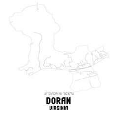 Doran Virginia. US street map with black and white lines.