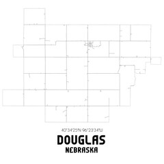 Douglas Nebraska. US street map with black and white lines.