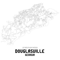 Douglasville Georgia. US street map with black and white lines.