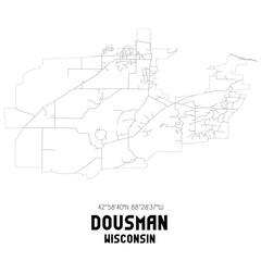 Obraz premium Dousman Wisconsin. US street map with black and white lines.