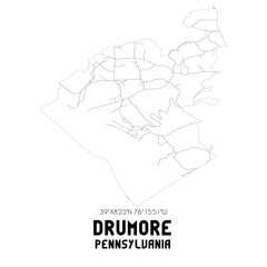 Fototapeta premium Drumore Pennsylvania. US street map with black and white lines.