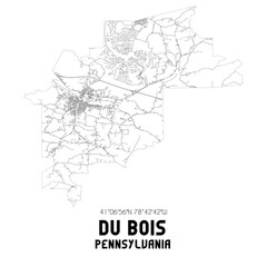 Du Bois Pennsylvania. US street map with black and white lines.