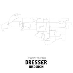 Dresser Wisconsin. US street map with black and white lines.