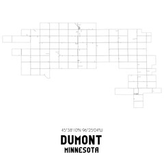 Dumont Minnesota. US street map with black and white lines.