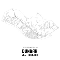 Dunbar West Virginia. US street map with black and white lines.