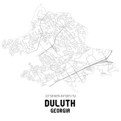 Fototapeta na wymiar Duluth Georgia. US street map with black and white lines.