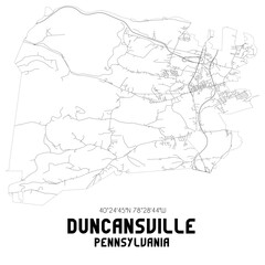 Duncansville Pennsylvania. US street map with black and white lines.