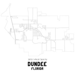 Dundee Florida. US street map with black and white lines.