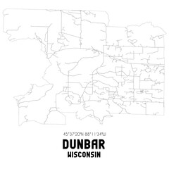 Fototapeta premium Dunbar Wisconsin. US street map with black and white lines.