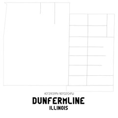 Dunfermline Illinois. US street map with black and white lines.