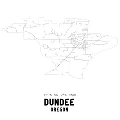 Dundee Oregon. US street map with black and white lines.