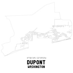 Dupont Washington. US street map with black and white lines.
