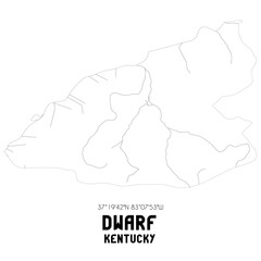 Dwarf Kentucky. US street map with black and white lines.