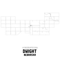 Dwight Nebraska. US street map with black and white lines.