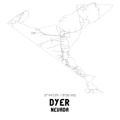 Obraz premium Dyer Nevada. US street map with black and white lines.