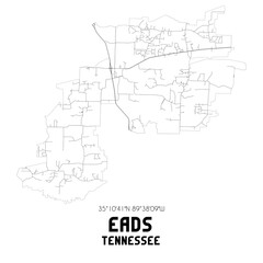 Fototapeta premium Eads Tennessee. US street map with black and white lines.