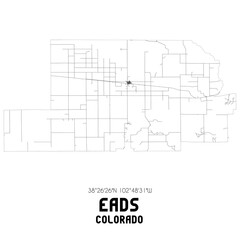 Eads Colorado. US street map with black and white lines.