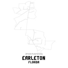 Earleton Florida. US street map with black and white lines.