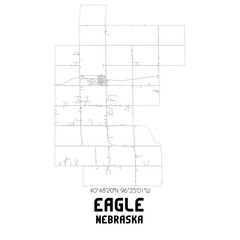 Eagle Nebraska. US street map with black and white lines.