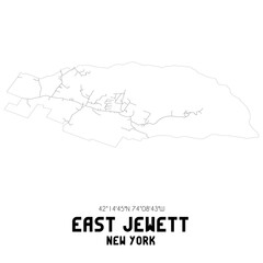 East Jewett New York. US street map with black and white lines.