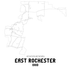 East Rochester Ohio. US street map with black and white lines.