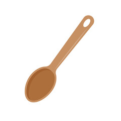 Empty wooden spoon on white background. Vector illustration