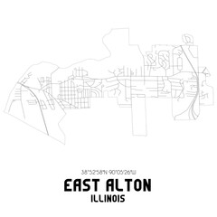 East Alton Illinois. US street map with black and white lines.
