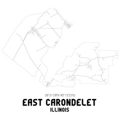 East Carondelet Illinois. US street map with black and white lines.