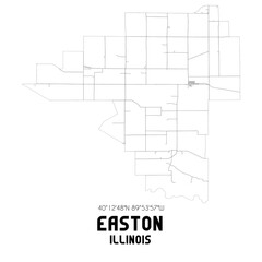 Easton Illinois. US street map with black and white lines.