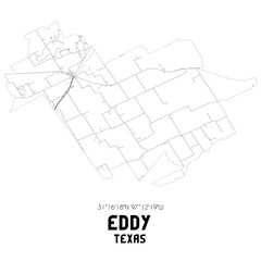 Eddy Texas. US street map with black and white lines.