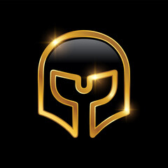 Golden Medieval  Armor Helmet Vector Icon