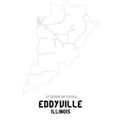 Eddyville Illinois. US street map with black and white lines.