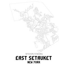 Naklejka premium East Setauket New York. US street map with black and white lines.