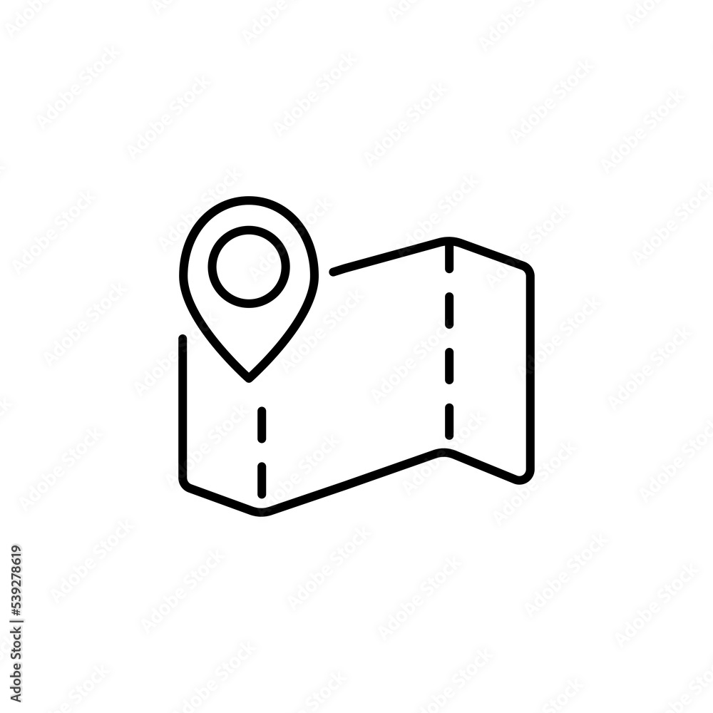 Aufkleber paper map guide with pin location line style icon vector illustration design eps 10